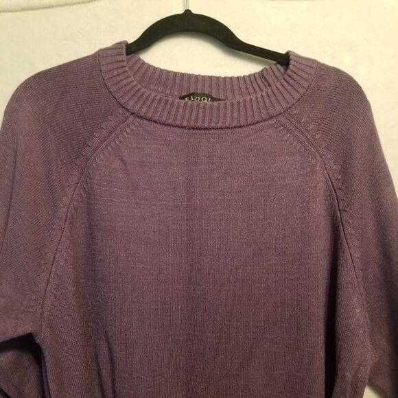 Eloquii 14-16 Sweater Belted Crewneck Long Line Purple Classic Soft Preppy Basic - Picture 4 of 9
